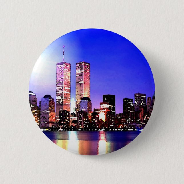 Badge Rond 5 Cm New York City la nuit (Devant)