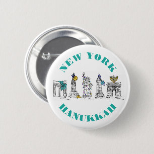 Badge Rond 5 Cm New York City New YC Points de repère Hanoukka Hol