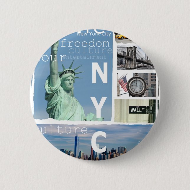 Badge Rond 5 Cm New York City Nyc (Devant)