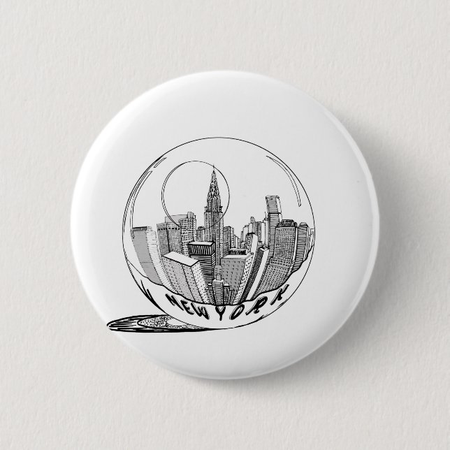 Badge Rond 5 Cm New York dans une boule de verre (Devant)