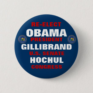 Badge Rond 5 Cm New York pour Obama Gillibrand Hochul