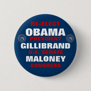 Badge Rond 5 Cm New York pour Obama Gillibrand Maloney