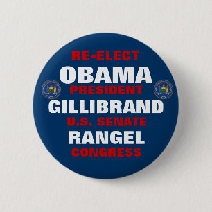 Badge Rond 5 Cm New York pour Obama Gillibrand Rangel