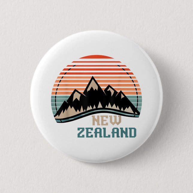 Badge Rond 5 Cm New Zealand Mountain Hiking Gift New Zealand (Devant)