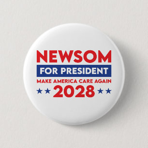 Badge Rond 5 Cm Newsom pour le bouton Président 2028