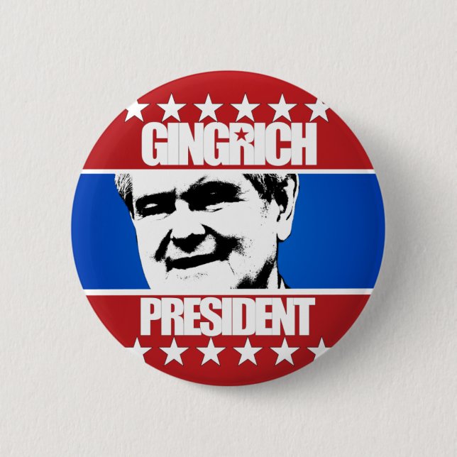 Badge Rond 5 Cm Newt Gingrich - président (Devant)