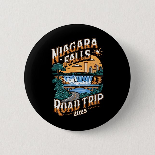 Badge Rond 5 Cm Niagara Falls Road Trip 2025 - Vacances d'été (Devant)