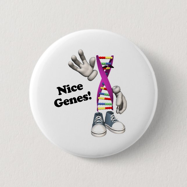 Badge Rond 5 Cm Nice Genes Funny Caractère de bande d'ADN (Devant)