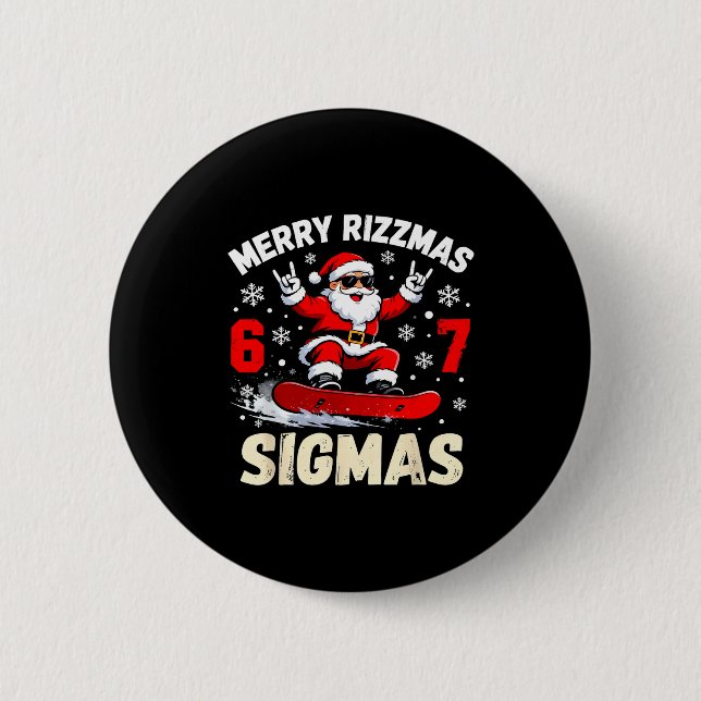 Badge Rond 5 Cm Nice Naughty 67 Funny 6-7 Meme Slang Christmas  (Devant)