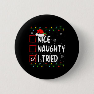 Badge Rond 5 Cm Nice Naughty I Trié Liste de Noël Père Noël Fu