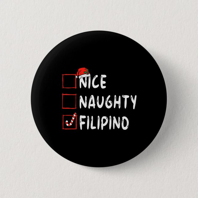 Badge Rond 5 Cm Nice Naughty Philippines Noël Philippines Noël (Devant)
