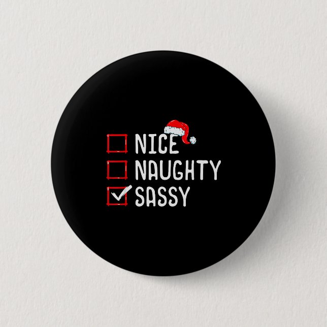 Badge Rond 5 Cm Nice Naughty Sy Christmas List  (Devant)