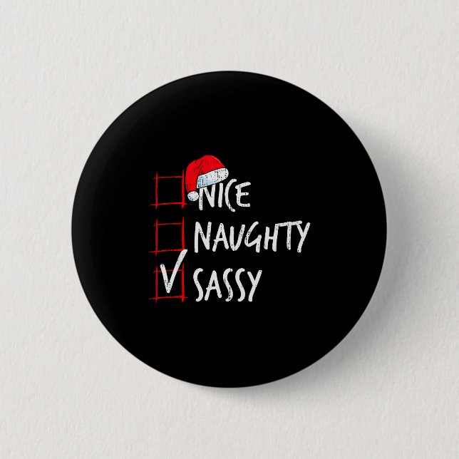 Badge Rond 5 Cm Nice Naughty Sy Christmas List Santa Costume Xmas  (Devant)