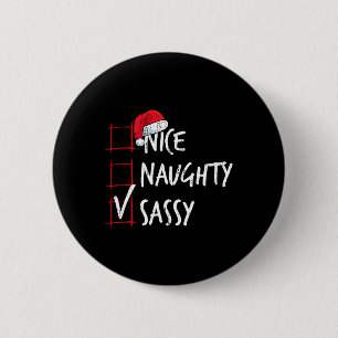 Badge Rond 5 Cm Nice Naughty Sy Liste de Noël Costume Père Noël No