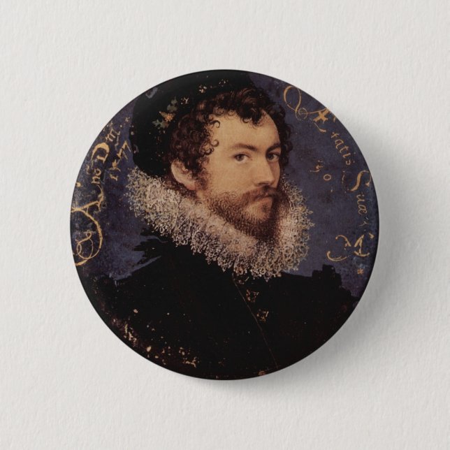 Badge Rond 5 Cm Nicholas Hilliard, autoportrait, 1577 (Devant)