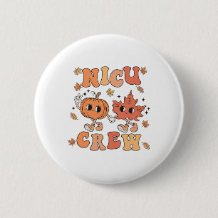 Badge Rond 5 Cm Nicu Crew Citrouille Leaf Fall Nicu Nurse Hallowee