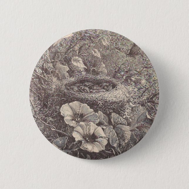 Badge Rond 5 Cm Nid d'oiseaux (Devant)