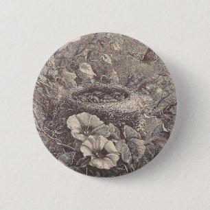 Badge Rond 5 Cm Nid d'oiseaux