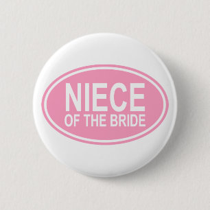 Badge Rond 5 Cm Nièce de la jeune mariée épousant le rose ovale