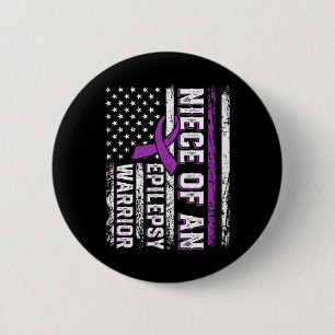Badge Rond 5 Cm Nièce d'un guerrier Epilepsie violet Ribbon Suppor