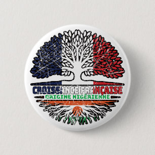 Badge Rond 5 Cm Niger Nigeria France Drapeau des racines d'arbres
