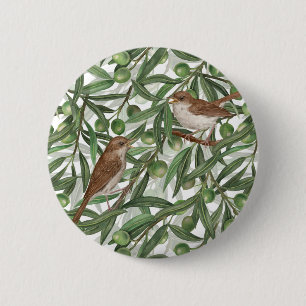 Badge Rond 5 Cm Nightingales dans l'olivier