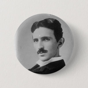 Badge Rond 5 Cm Nikola Tesla Portrait