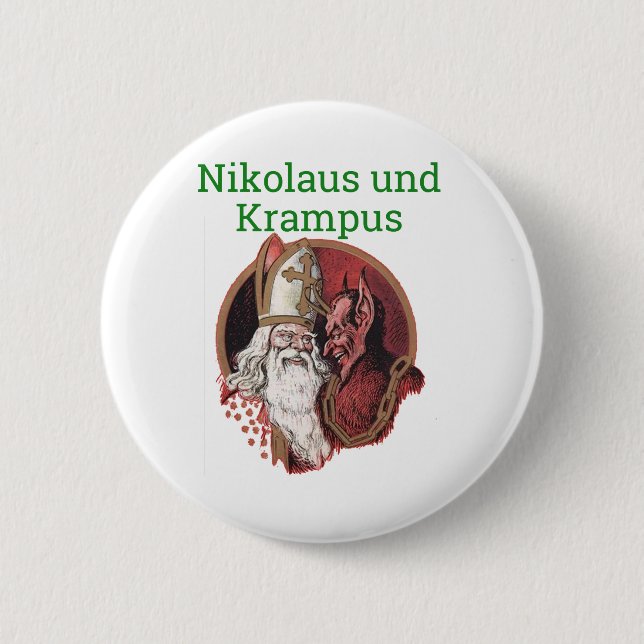 Badge Rond 5 Cm Nikolaus et Noël d'Allemand de Krampus (Devant)