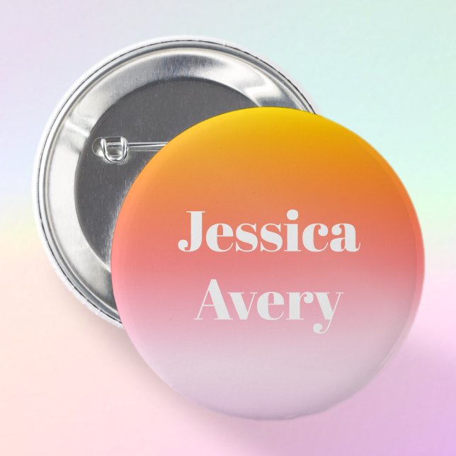 Badge Rond 5 Cm N'importe quel nom | Texte de style rétro-moderne  (Créateur téléchargé)