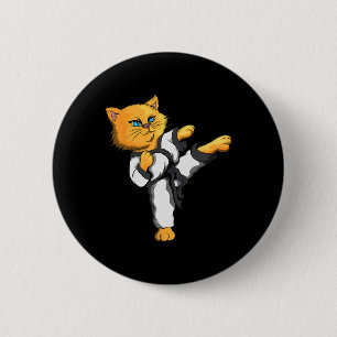 Badge Rond 5 Cm Ninja Cat Karate Martial Arts Taekwondo Chat Propr