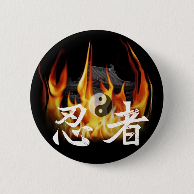 Badge Rond 5 Cm Ninja en feu (Devant)