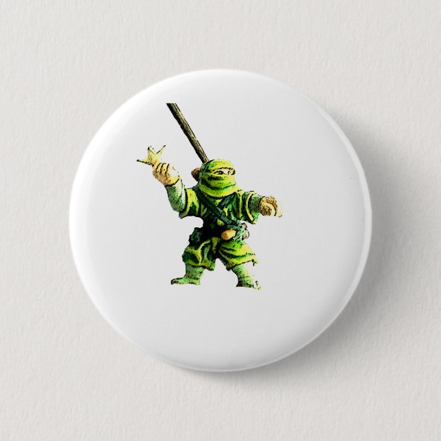 Badge Rond 5 Cm Ninja en vert (Devant)