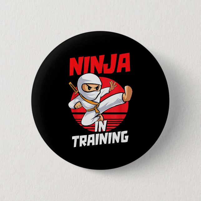 Badge Rond 5 Cm Ninja In Training Costume Party Warrior Boys Girls (Devant)