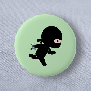 Badge Rond 5 Cm Ninja minuscule en vert