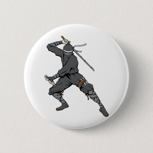 Badge Rond 5 Cm Ninja ~ Ninjas 2 Arts martiaux Guerrier Imaginaire (Devant)