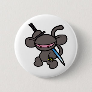 Badge Rond 5 Cm Ninja noir Griffe-Aucuns mots