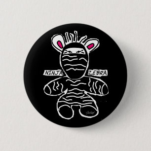 Badge Rond 5 Cm Ninja Zebra - Bouton