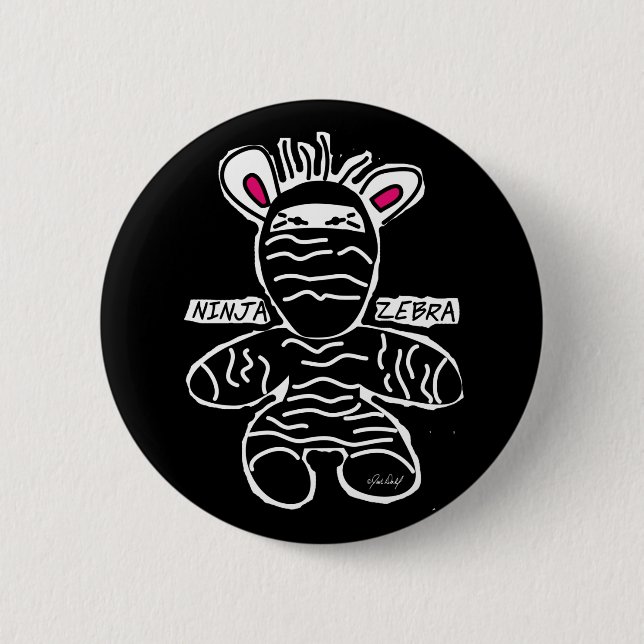 Badge Rond 5 Cm Ninja Zèbre - Bouton (Devant)