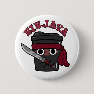 Badge Rond 5 Cm Ninjava Funny Ninja Java Pun café