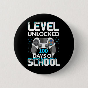 Badge Rond 5 Cm Niveau 100 Jours De L'École Déverrouillé Gamer Ner