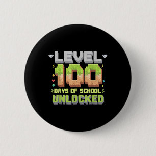Badge Rond 5 Cm Niveau 100 Jours De L'École Déverrouillé Jeu Pixel