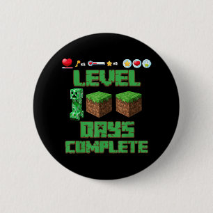 Badge Rond 5 Cm Niveau 100 Jours De L'École Déverrouillé Jeu Pixel
