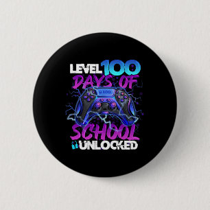 Badge Rond 5 Cm Niveau 100 Jours D'école Débloqué Gamer Garçon Fil