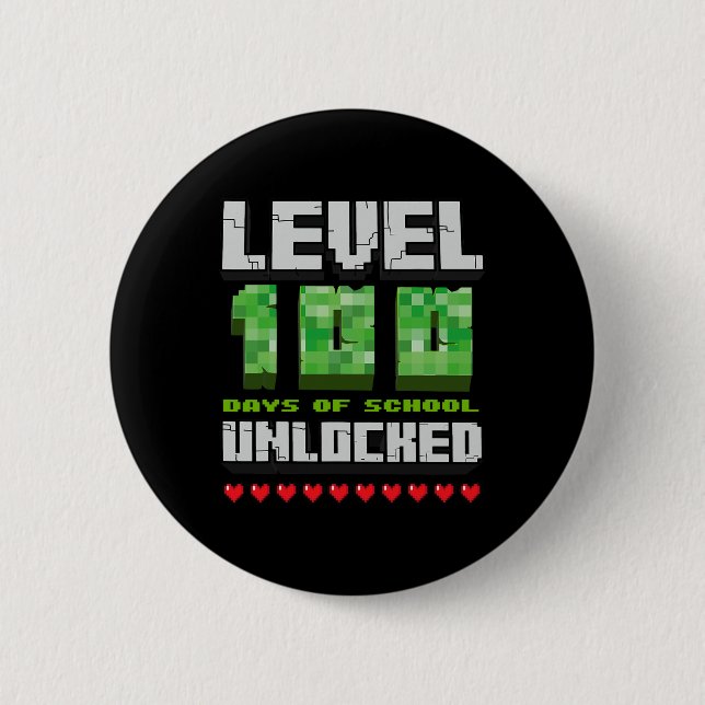 Badge Rond 5 Cm Niveau 100 Jours D'école Débloqué Jeu Pixel 100 (Devant)