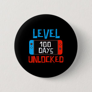 Badge Rond 5 Cm Niveau 100 Jours Scolaire Déverrouillé Gamer Boys 