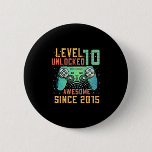 Badge Rond 5 Cm Niveau 10 Débloqué 10e Anniversaire Cadeaux Garçon