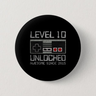 Badge Rond 5 Cm Niveau 10 Déverrouillé 10e anniversaire 10 ans Vid