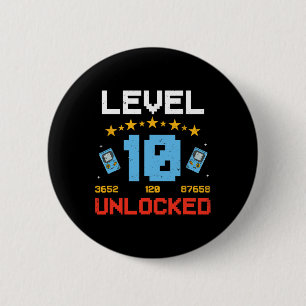 Badge Rond 5 Cm Niveau 10 Enfants déverrouillés 10e anniversaire V