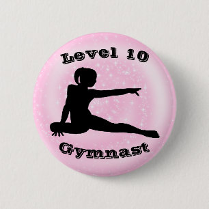 Badge Rond 5 Cm Niveau 10 Gymnaste - Bouton Girls Gymnastique