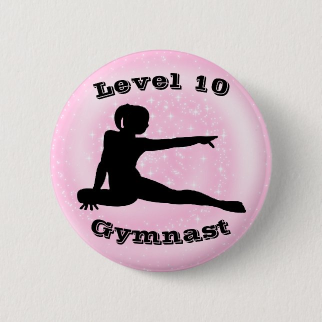 Badge Rond 5 Cm Niveau 10 Gymnaste - Bouton Girls Gymnastique (Devant)